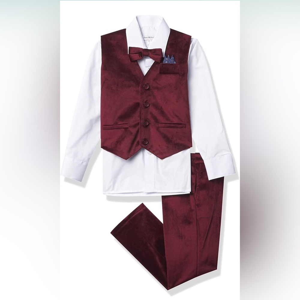 Issac Mizrahi 4PC velvet vest set size 4 and 6 boys